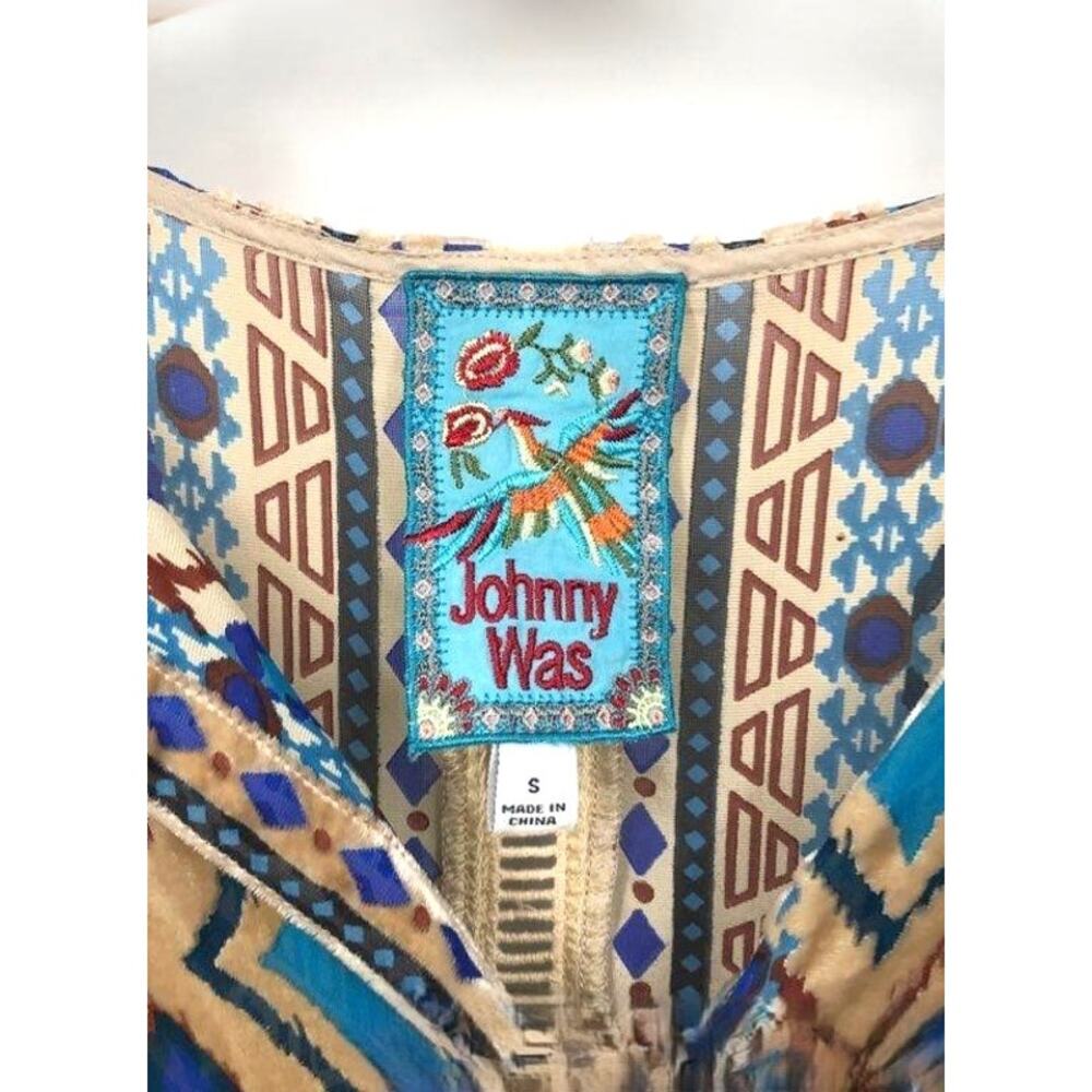Johnny Was Multicolor Ikat Silk Blend Sheer Blouse S - Picture 3 of 7